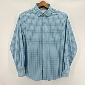Peter Millar Summer Comfort Long Sleeve Shirt Men's Blue Plaid